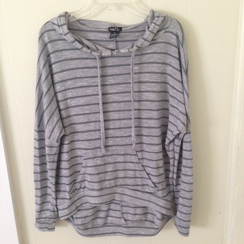Rue21 Gray Striped Dolman Hoodie